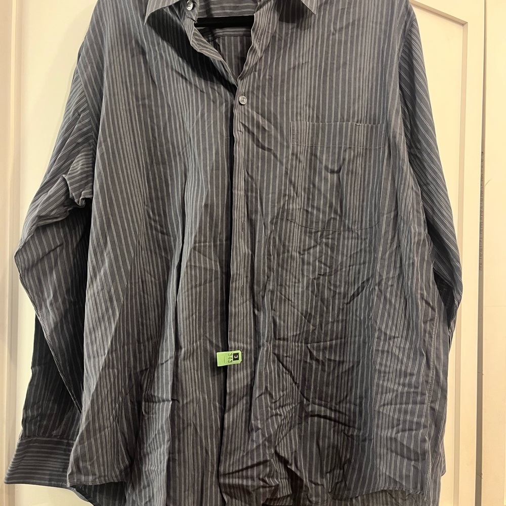 Barneys New York Charcoal Striped Shirt